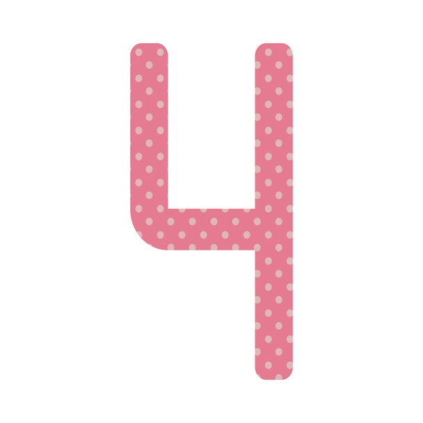 rosa Nummer vier Design über beige gepunktet - Vektor, Bild