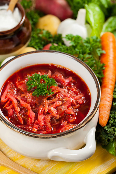 Tradiční červené řepy polévka - Fotografie, Obrázek