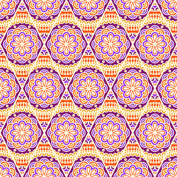 Ethnic floral seamless pattern - Vecteur, image