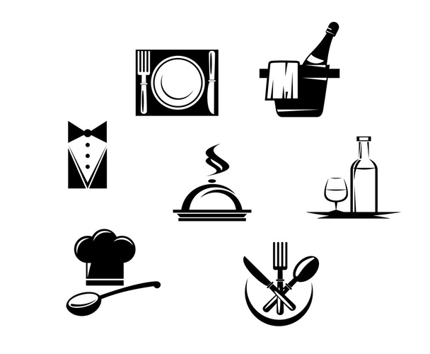 Restaurant pictogrammen en menu-elementen - Vector, afbeelding
