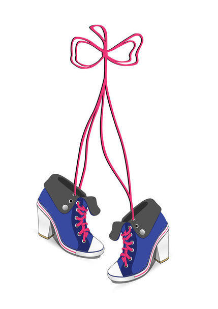 zapatillas de deporte femeninas con cordones largos
 - Vector, Imagen
