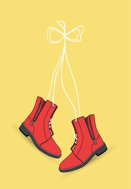 winter male boots with long laces - ベクター画像
