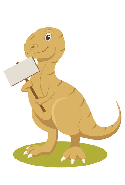 T-rex smiling with sign - Vector, Image