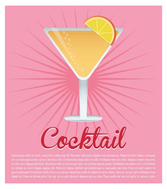cocktail cosmopolitan drink pink background - Vector, Image