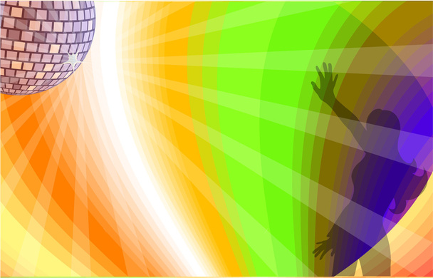 Dancing girl with disco background. - Vector, Image