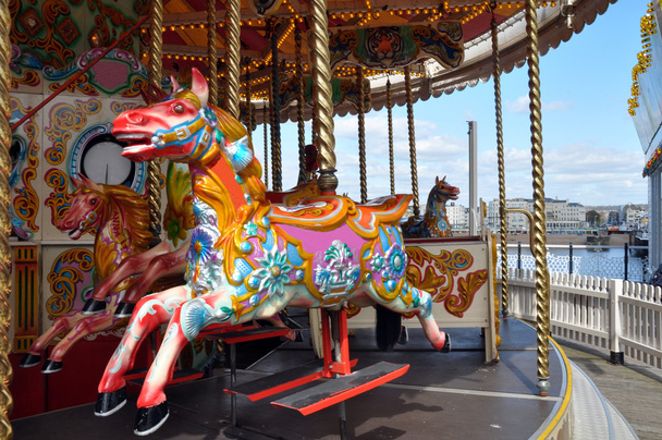 Brighton England - Horse on a Brighton Pier Carousel - Photo, Image