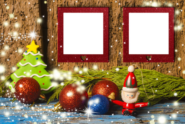 Leuke kerst twee lege frames Fotokaart - Foto, afbeelding