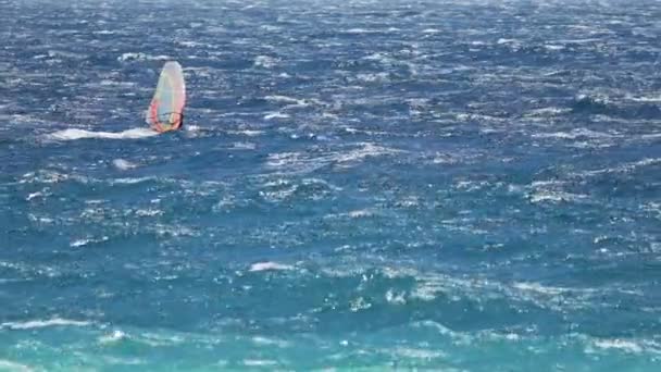 hellblauer Ozean und Windsurfen auf Wellen, Extremsport, aktiver Lebensstil - Filmmaterial, Video