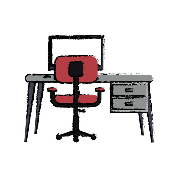 κινουμένων σχεδίων εργασίας ροζ σύγχρονο υπολογιστή πολυθρόνα γραφείου - Διάνυσμα, εικόνα