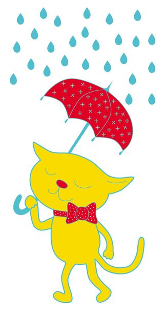Cat and umbrella - Vektor, Bild