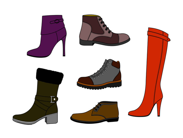 set of fashionable winter shoes - ベクター画像