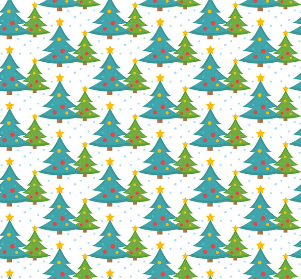 Christmas tree seamless pattern, endless background, texture. New Year s backdrop. Vector illustration - Vektör, Görsel