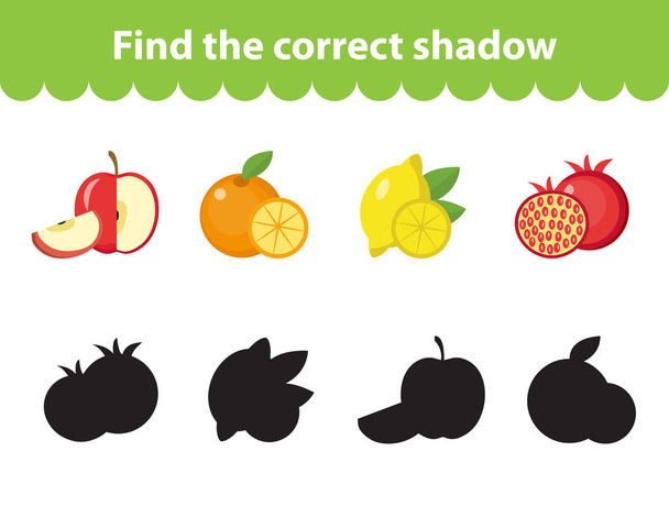 Juego educativo de los niños, encontrar silueta sombra correcta. Ilustración vectorial
 - Vector, Imagen