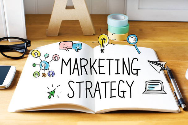 Marketing Strategy concept with notebook  - Zdjęcie, obraz