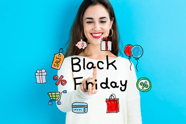 Black Friday concept with young woman - Zdjęcie, obraz