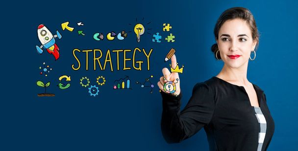 Strategy concept with business woman  - Zdjęcie, obraz
