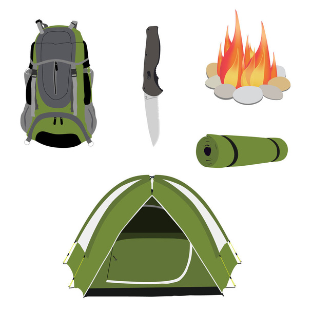Camping set vector - Vector, imagen