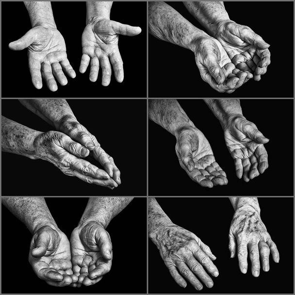 Collage old hands - Photo, Image
