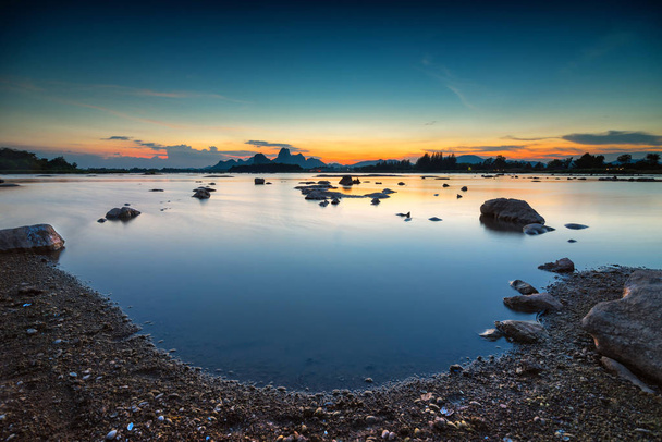 Sublek reservoir and sunset sky. - Photo, Image