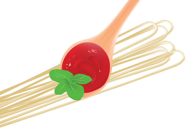 condiment for pasta with tomato sauce - Vector, Image