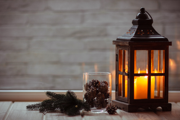 Christmas Latarnia ze świecami - Zdjęcie, obraz