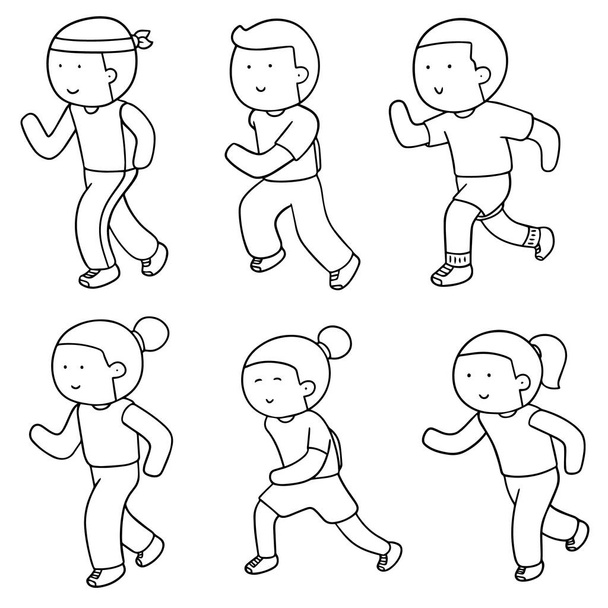 wektorowy zestaw osób biegających - Wektor, obraz