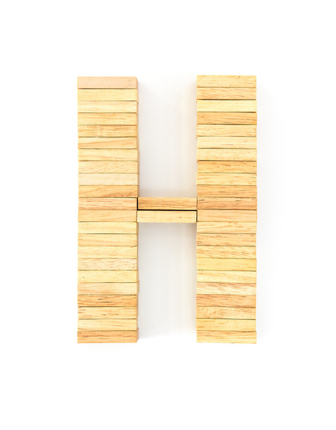 houten domino alfabet, h - Foto, afbeelding