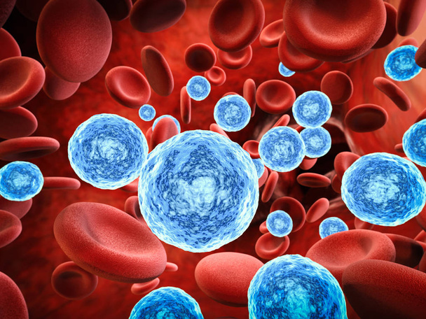 infeção sanguínea com bactérias e células virais
 - Foto, Imagem