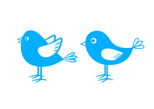 blaue Vogel-Symbole auf weißem Hintergrund - Vektor, Bild