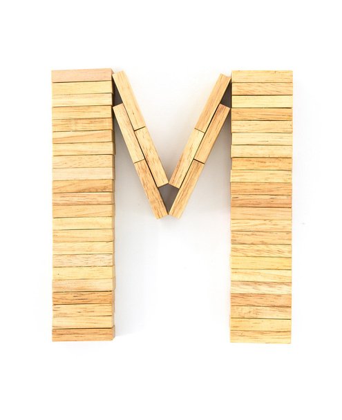 Wooden domino alphabet,M - Foto, afbeelding