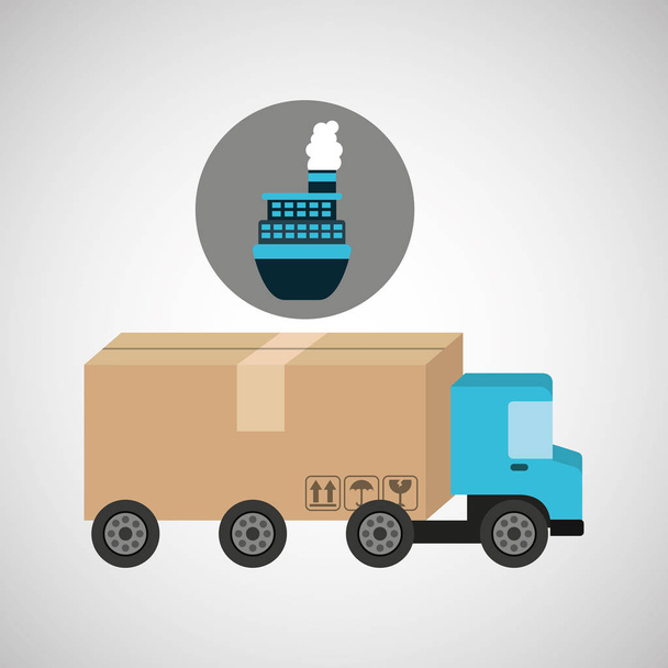 entrega concepto camión carga transporte marítimo
 - Vector, Imagen