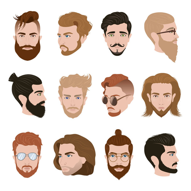 Men Hairstyle Collection  - Vector, Image