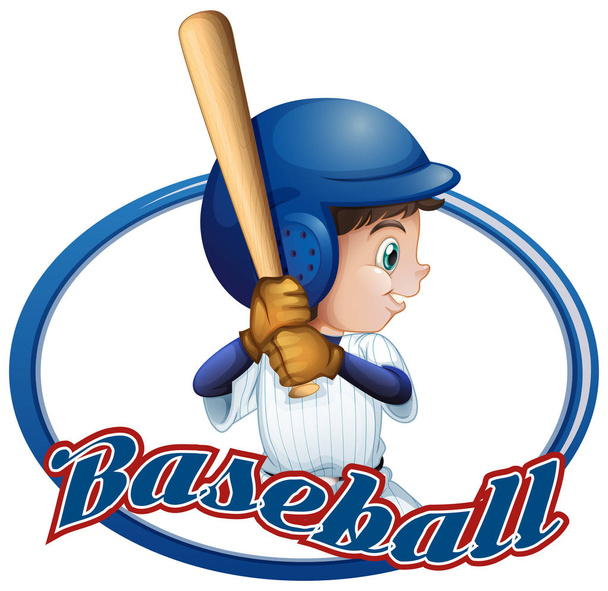 Label design s baseballový hráč - Vektor, obrázek