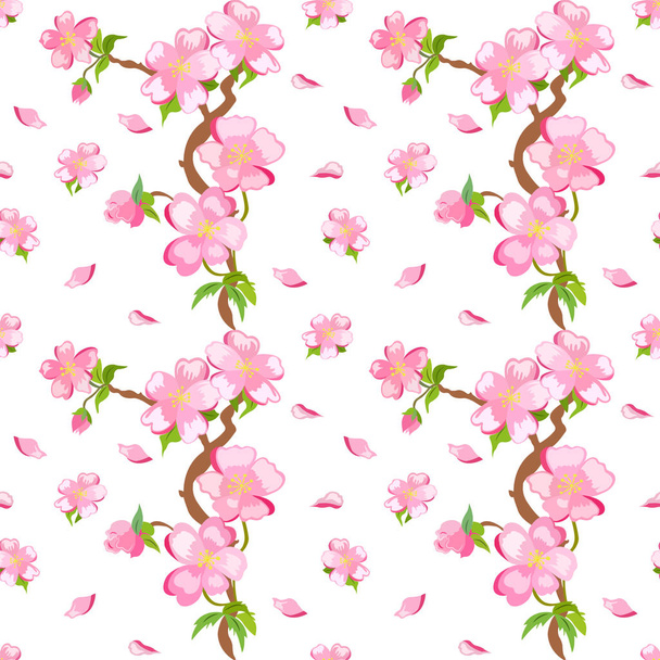 Japanese flowering cherry branch - Vector, Image