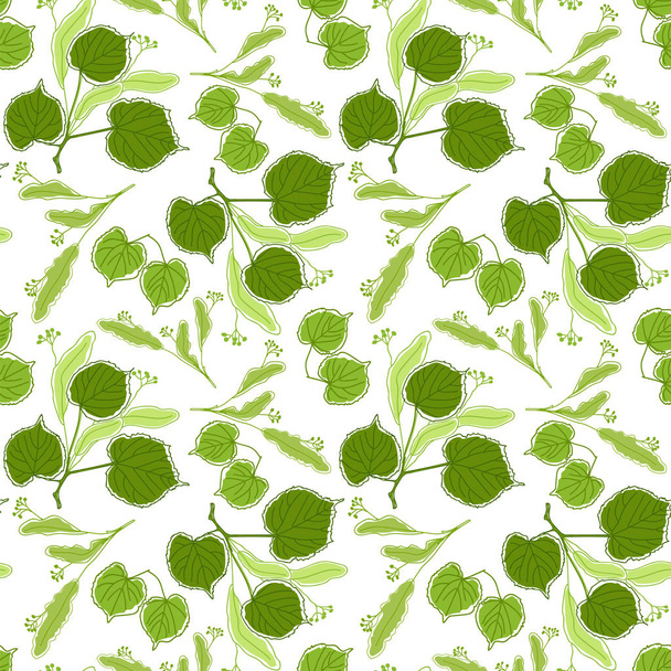 Seamless pattern with blossoming linden branches. - Вектор, зображення