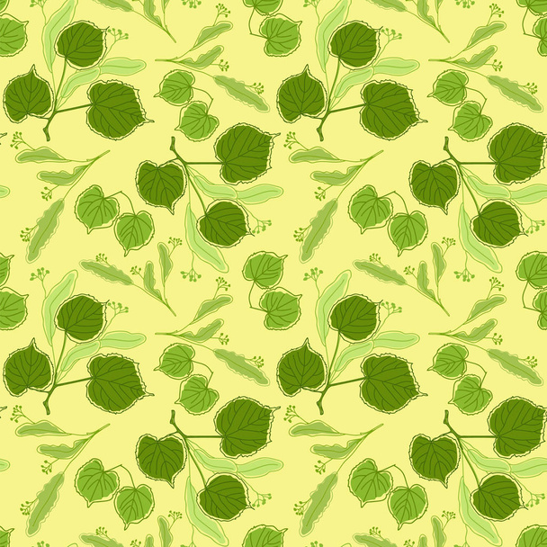 Seamless pattern with blossoming linden tree branches. - Vektor, kép