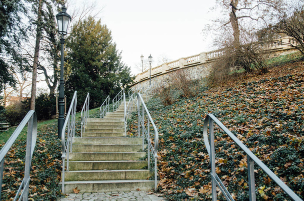Prague, Vinohrady, Havlicek Gardens (known as Grebovka) - stairs - Zdjęcie, obraz