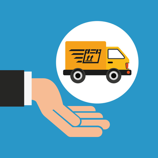 ręka dostawy usługi szybki samochód ciężarowy grafiki - Wektor, obraz