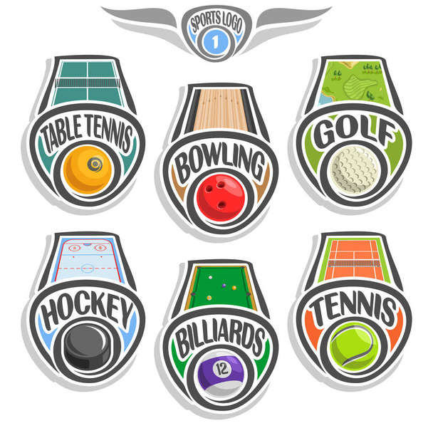 Vector instellen sport logo met bal - Vector, afbeelding