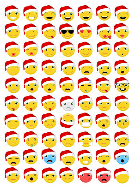 Emoticons de Natal / Conjunto de vetores Emoji
 - Vetor, Imagem