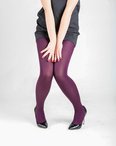 Woman's Legs Wearing Pantyhose and High Heels - Fotoğraf, Görsel