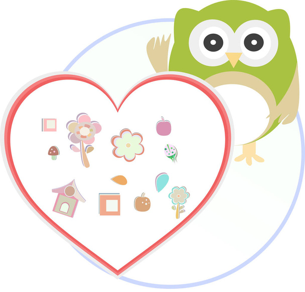 Cute funny owl with love heart. - Photo, Image