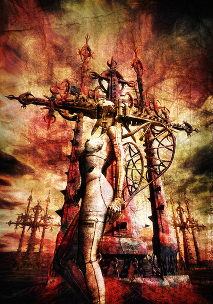 crucifixión golgotha infierno pintado
 - Foto, Imagen