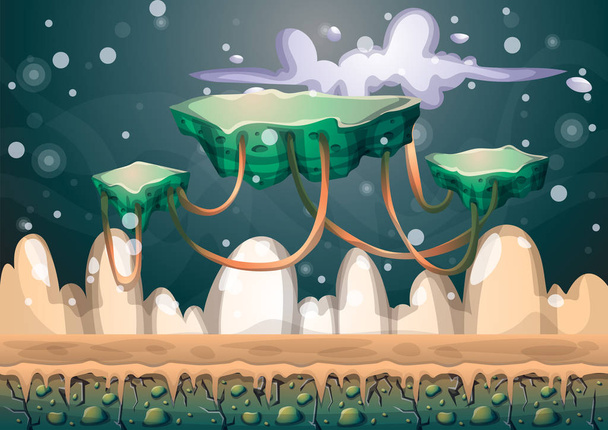 kreskówka wektor pływające wyspy tło z warstwy oddzielone gra sztuki i animacji - Wektor, obraz