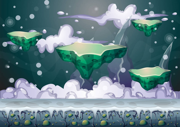 мультфильм вектор плавающий остров фон с разделенными слоями для игрового искусства и анимации
 - Вектор,изображение