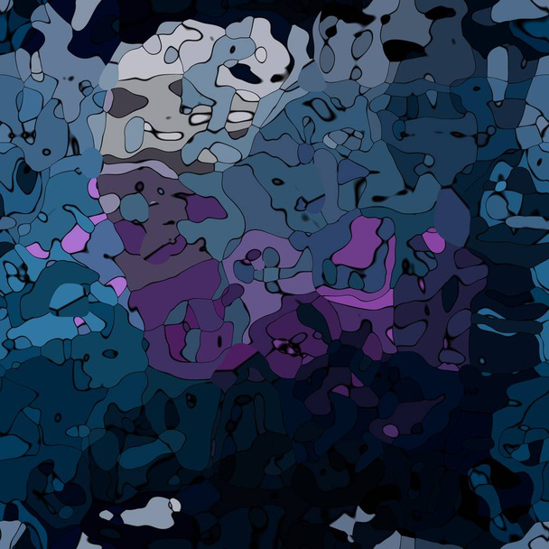 抽象的なステンド グラス パターン テクスチャ背景の黒で縁取られた暗い青と紫の色 - 写真・画像