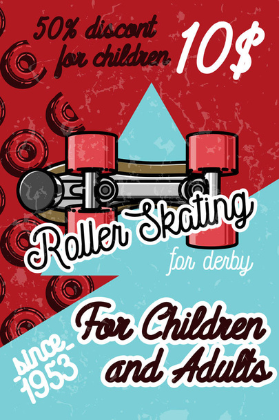 Color vintage roller Patines cartel
 - Vector, imagen