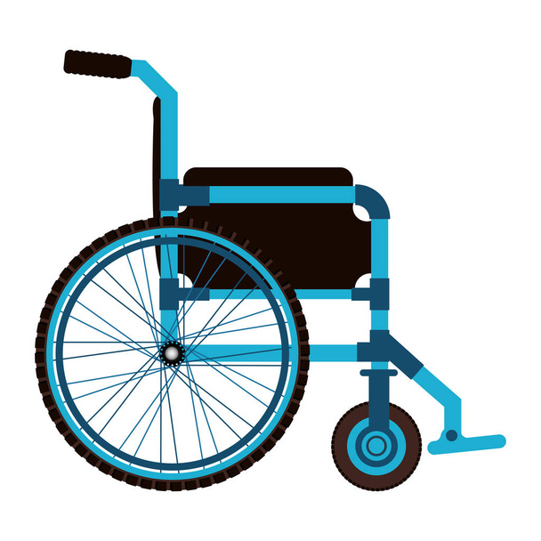 Mavi tekerlekli sandalye tasarım tıbbi öğesi simgesi - Vektör, Görsel