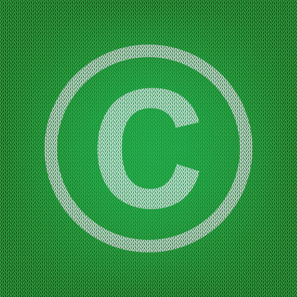 Ilustrace znaménko autorských práv. na zelené pletené bílé ikonu nebo - Vektor, obrázek