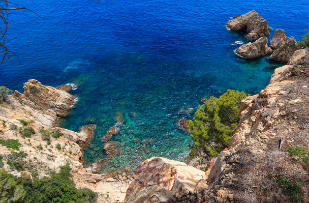 Summer sea rocky coast view (Spain). - Foto, Imagem